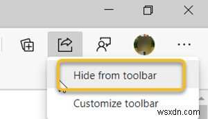 How to show or hide Share button in Microsoft Edge browser
