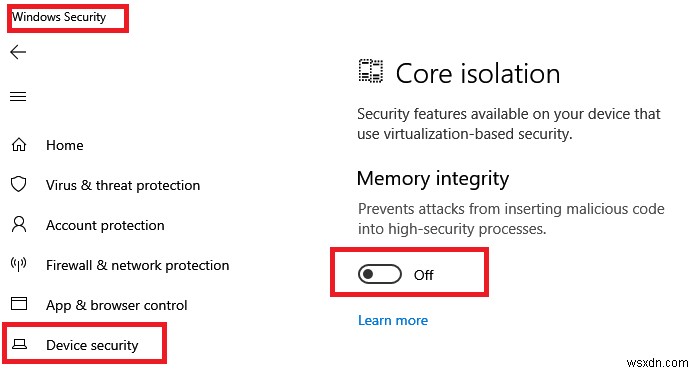Turn off memory integrity protection to continue to update Windows 11/10