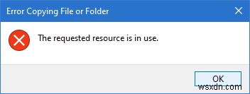 Error 0x800700AA, The requested resource is in use when copying file or folder