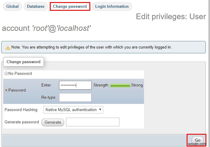 How to change phpMyAdmin password on XAMPP