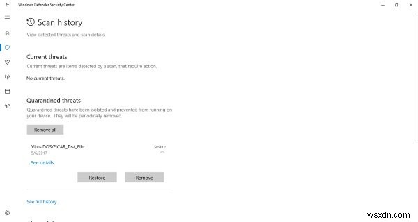 Manage Quarantined Items and Exclusions in Windows Defender Security Center