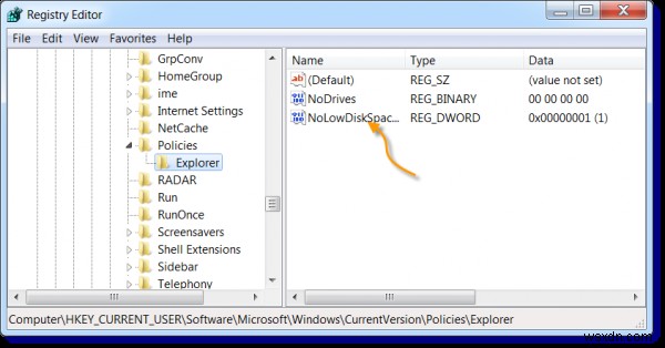 How to disable Low Disk Space message in Windows 11/10