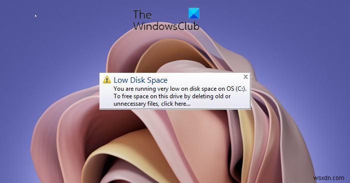 How to disable Low Disk Space message in Windows 11/10