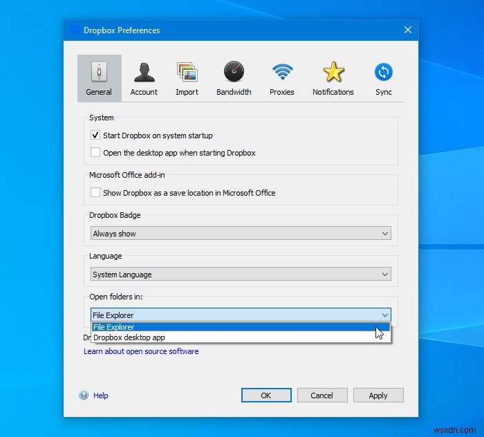 How to open Dropbox files & folders in File Explorer in Windows