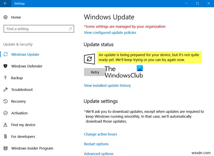 An update is being prepared for your device, but it’s not quite ready yet