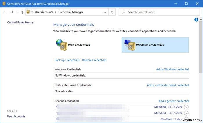 How to open and use Windows Credential Manager in Windows 11/10
