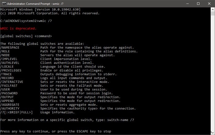 WMI Commands on Windows 11/10
