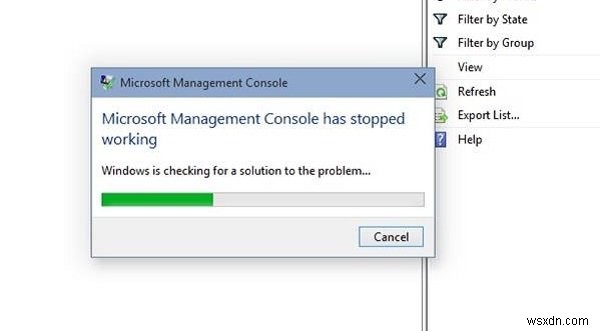 Microsoft Management Console (MMC.exe) has stopped working