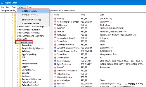 How to add or remove Favorites in Windows Registry