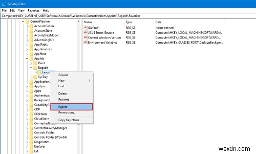 How to add or remove Favorites in Windows Registry