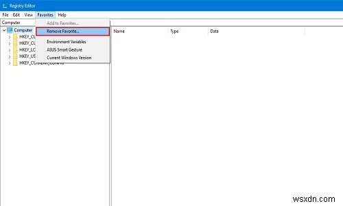 How to add or remove Favorites in Windows Registry