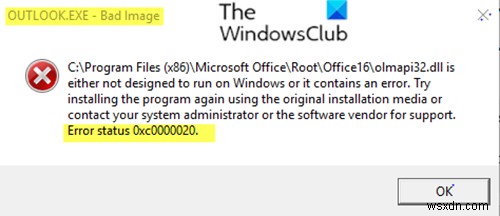 Fix Bad Image, Error Status 0xc0000020 on Windows 11/10