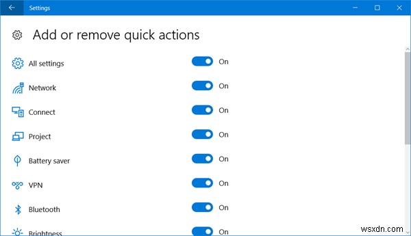 How to Add, Remove, Arrange Quick Action Buttons in Windows 10