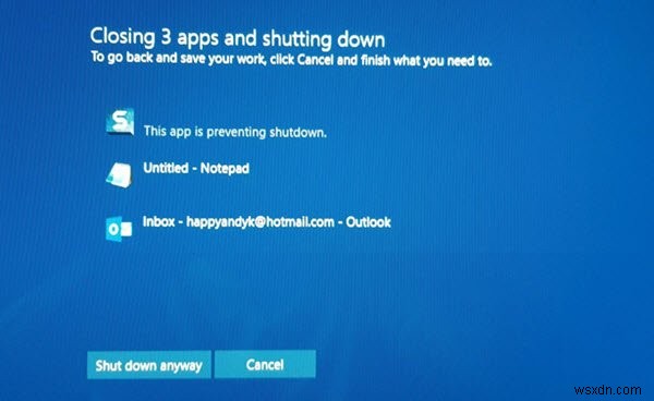 Disable This app is preventing shutdown message in Windows 11/10