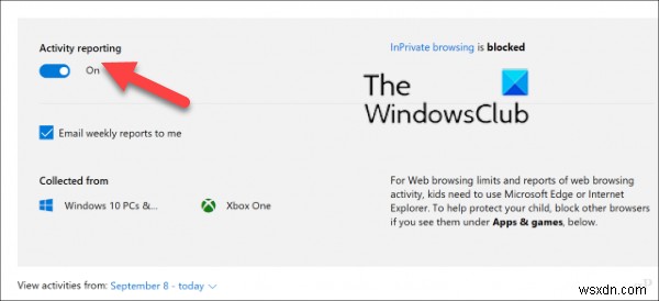 Family Features screen time Activity report is not working in Windows 10