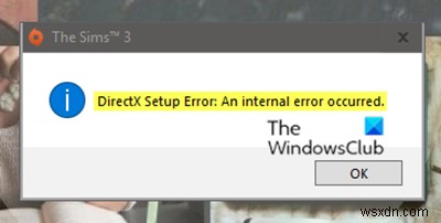 DirectX Setup Error: An internal error has occurred – Origin