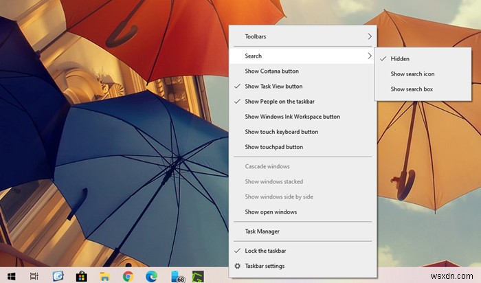 How to disable Cortana & Search box in Windows 10