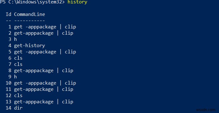 How to see PowerShell Command History on Windows 10