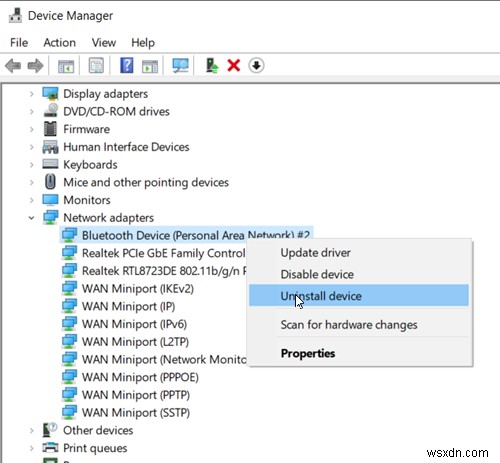 An unexpected error occurred in Network Connections Properties of Windows 10