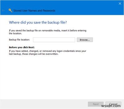 Find, add, remove, edit, backup, restore Stored Usernames and Passwords in Windows 11/10