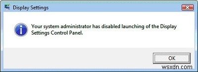 Cannot open Display Settings in Windows Control Panel
