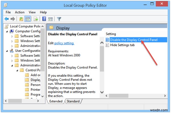 Cannot open Display Settings in Windows Control Panel