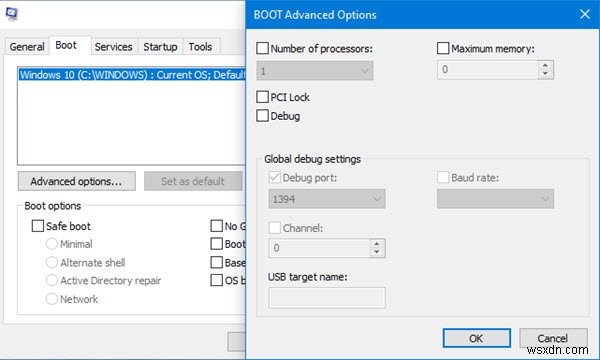What are Boot Advanced Options in MSCONFIG in Windows 11/10?