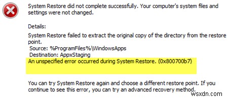 Fix System Restore 0x800700b7 on Windows 11/10
