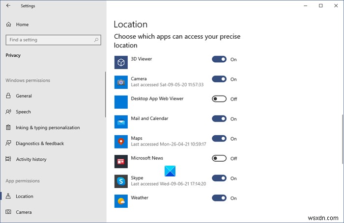 Your location has recently been accessed or is currently in use in Windows 11/10