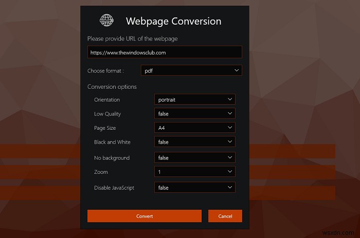 Webpage Conversion Tool lets you export Webpage, HTML to File, File to HTML