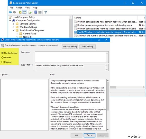 Disable or Enable Soft Disconnect a computer from a Network in Windows 10