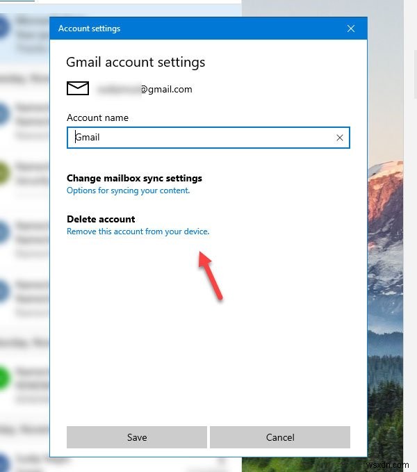 How to delete an Email account from Mail app in Windows 10