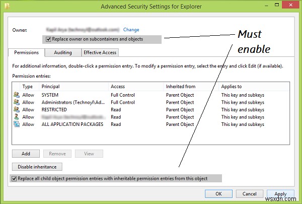 Failed To Enumerate Objects In The Container, Access Is Denied