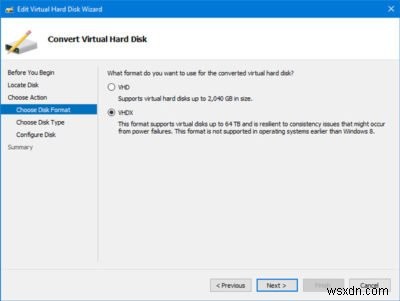 How to convert VHD to VHDX using Hyper-V Manager