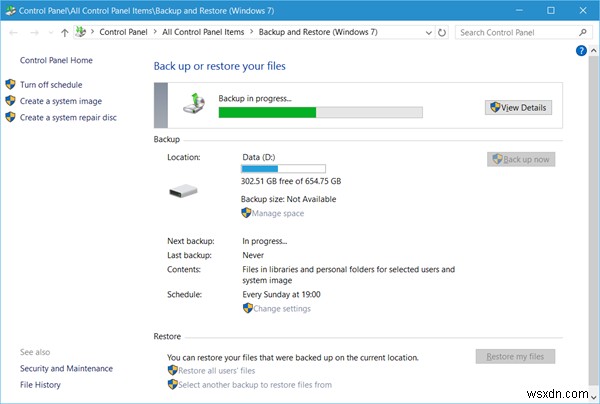 How to use Windows Backup and Restore Tool in Windows 11/10