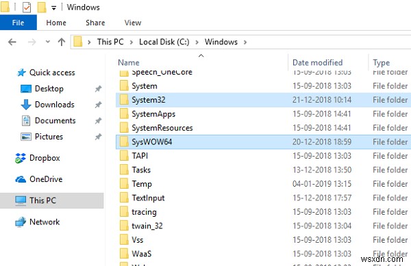 Difference between System32 and SysWOW64 folders in Windows 11/10