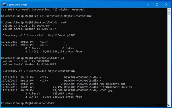 How to find File and Folder Ownership information using Command Prompt