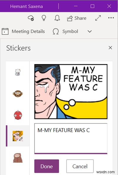 How to add a graphical sticker or emoji in OneNote for Windows 10