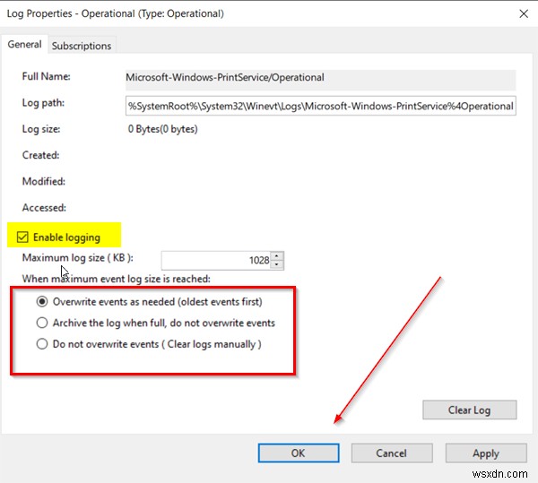 How to enable Print Logging in Event Viewer on Windows 10