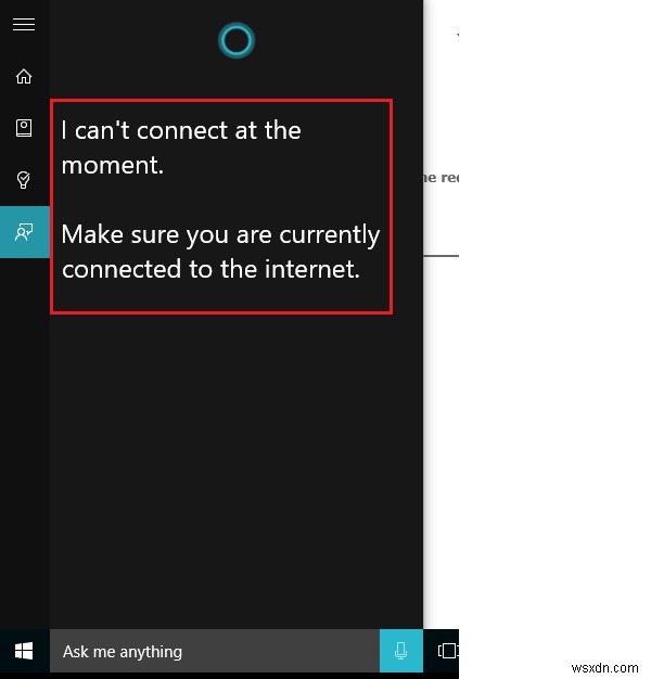 Cortana not connecting to the Internet on Windows 10