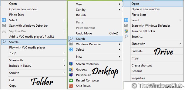 How to add Search to Context Menu in Windows 10