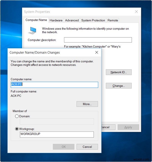 How to change computer name in Windows 10