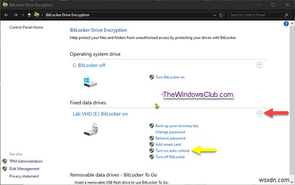 Turn On or Off Auto-unlock for BitLocker Encrypted Data Drives in Windows 10