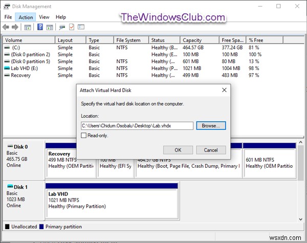 How to Mount or Unmount VHD or VHDX (Virtual Hard Disk) File in Windows 10