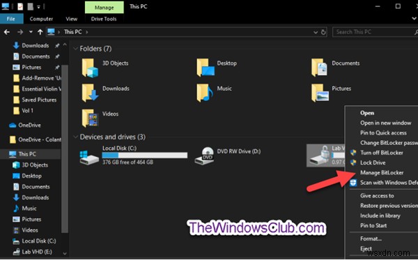 How to customize Context Menu of BitLocker Encrypted Drives in Windows 10