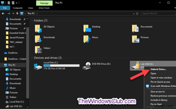 How to customize Context Menu of BitLocker Encrypted Drives in Windows 10