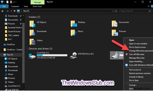 How to customize Context Menu of BitLocker Encrypted Drives in Windows 10