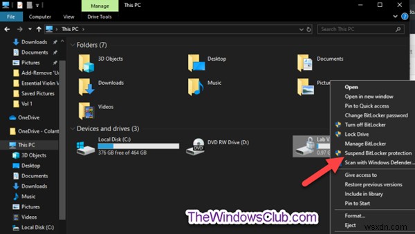 How to customize Context Menu of BitLocker Encrypted Drives in Windows 10