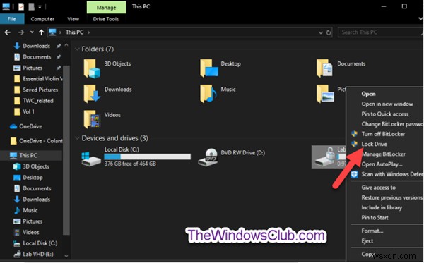 How to customize Context Menu of BitLocker Encrypted Drives in Windows 10