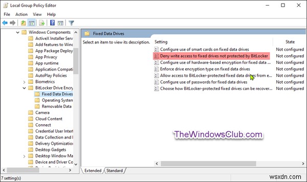 Deny Write Access to Fixed Drives not Protected by BitLocker in Windows 10